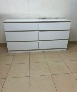 Modern White 6-Drawer Dresser / Chest – Wide Minimalist Storage Cabinet with Handleless Recessed Drawers & Plinth Base