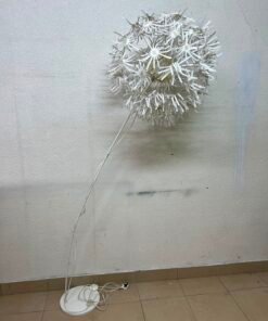 Scandinavian White Dandelion Floral Floor Lamp – IKEA PS MASKROS Style with Petals, Metal Stem & Round Base - Image 2