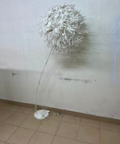 Scandinavian White Dandelion Floral Floor Lamp – IKEA PS MASKROS Style with Petals, Metal Stem & Round Base - Image 3