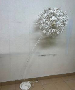 Scandinavian White Dandelion Floral Floor Lamp – IKEA PS MASKROS Style with Petals, Metal Stem & Round Base - Image 5