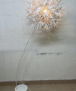 Scandinavian White Dandelion Floral Floor Lamp – IKEA PS MASKROS Style with Petals, Metal Stem & Round Base - Image 6