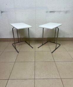 Set of 2 Modern White C-Table / Laptop Side Tables – Compact End Tables with Chrome Tubular Metal Frames for Living Room, Bedroom & Home Office - Image 7