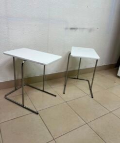 Set of 2 Modern White C-Table / Laptop Side Tables – Compact End Tables with Chrome Tubular Metal Frames for Living Room, Bedroom & Home Office - Image 8
