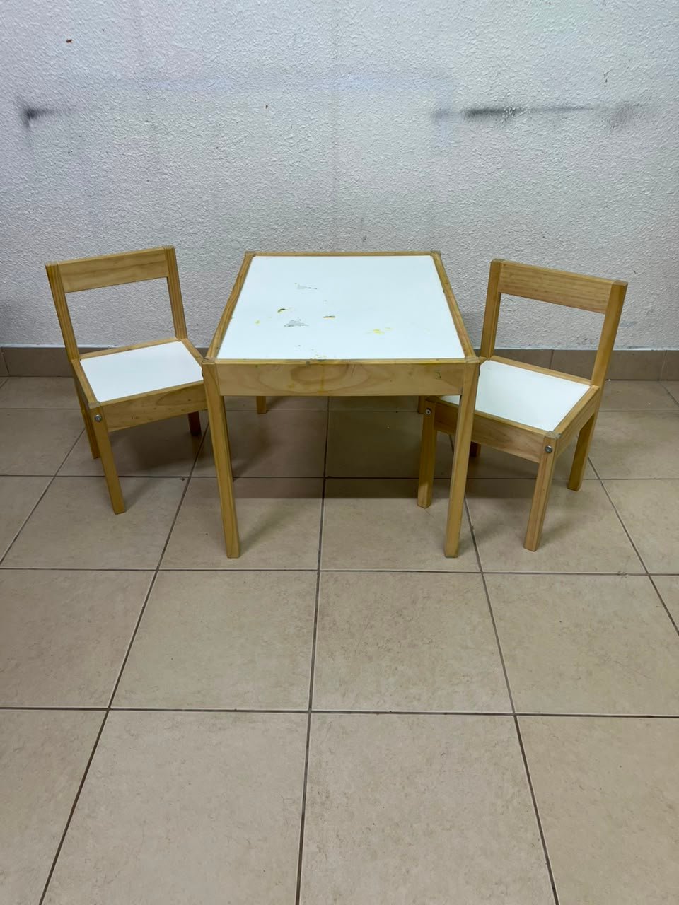 Kids' 3-Piece Wooden Table & Chair Set – Natural Pine Frame with White Laminate Tops – Child-Sized Activity Desk & 2 Chairs for Playroom, Nursery & Bedroom - Image 5