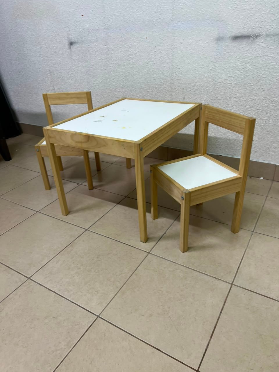 Kids' 3-Piece Wooden Table & Chair Set – Natural Pine Frame with White Laminate Tops – Child-Sized Activity Desk & 2 Chairs for Playroom, Nursery & Bedroom - Image 6