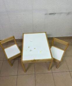 Kids' 3-Piece Wooden Table & Chair Set – Natural Pine Frame with White Laminate Tops – Child-Sized Activity Desk & 2 Chairs for Playroom, Nursery & Bedroom - Image 9