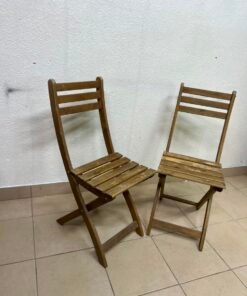 Set of 2 Classic Wooden Folding Chairs – Natural Brown Finish with Slatted Seat & Backrest for Indoor/Outdoor Use - Image 2