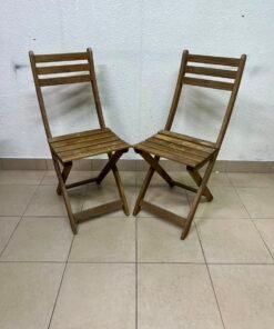 Set of 2 Classic Wooden Folding Chairs – Natural Brown Finish with Slatted Seat & Backrest for Indoor/Outdoor Use - Image 3