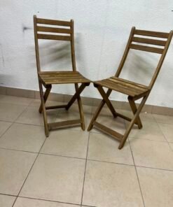 Set of 2 Classic Wooden Folding Chairs – Natural Brown Finish with Slatted Seat & Backrest for Indoor/Outdoor Use - Image 4