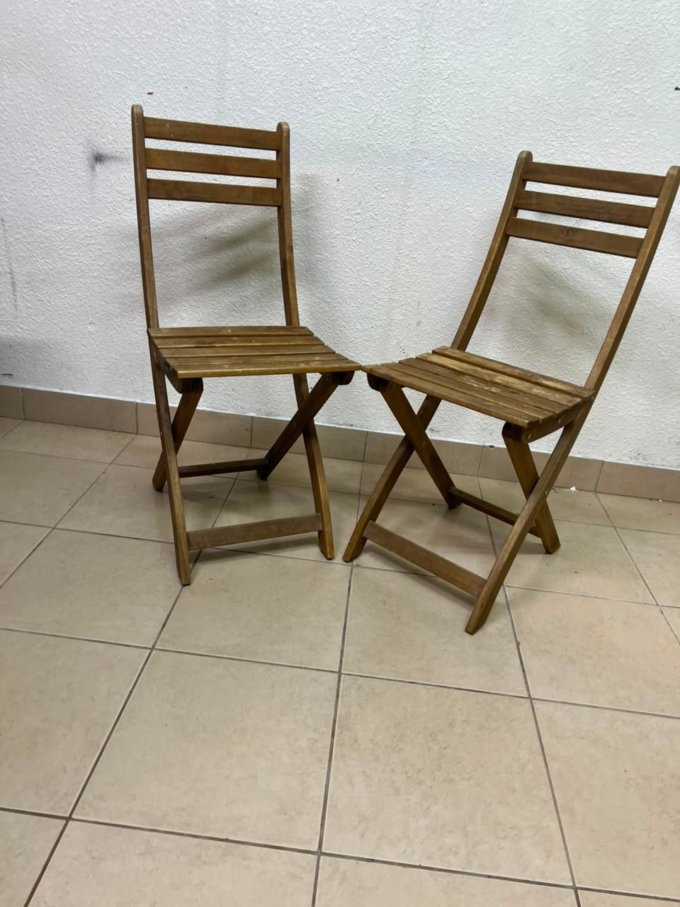 Set of 2 Classic Wooden Folding Chairs – Natural Brown Finish with Slatted Seat & Backrest for Indoor/Outdoor Use - Image 4