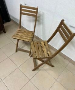 Set of 2 Classic Wooden Folding Chairs – Natural Brown Finish with Slatted Seat & Backrest for Indoor/Outdoor Use - Image 7