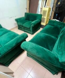 Classic Emerald Green Velvet Sofa Set – 3-Piece Living Room Suite with 2-Seater, Armchair & Loveseat, Plush Rolled Arms - Image 7