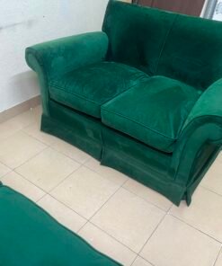 Classic Emerald Green Velvet Sofa Set – 3-Piece Living Room Suite with 2-Seater, Armchair & Loveseat, Plush Rolled Arms - Image 9