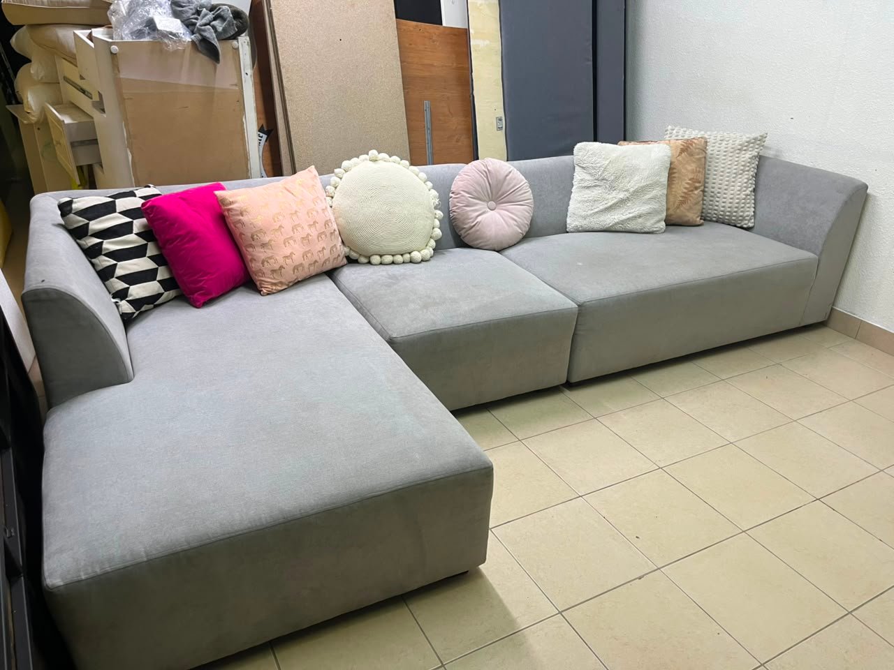 Modern Grey Modular L-Shaped Sectional Sofa – Fabric Couch with Chaise Lounge, Deep Seating & Clean Minimalist Lines - Image 3