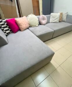 Modern Grey Modular L-Shaped Sectional Sofa – Fabric Couch with Chaise Lounge, Deep Seating & Clean Minimalist Lines
