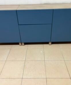 Modern Two-Tone Sideboard / Storage Cabinet – Matte Blue Body with Light Wood Top & Soft-Close Drawers - Image 6