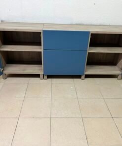 Modern Two-Tone Sideboard / Storage Cabinet – Matte Blue Body with Light Wood Top & Soft-Close Drawers - Image 9