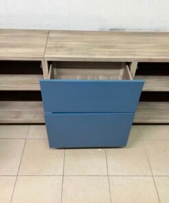 Modern Two-Tone Sideboard / Storage Cabinet – Matte Blue Body with Light Wood Top & Soft-Close Drawers - Image 10