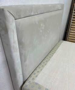 Classic Single Bed Frame with Cream Upholstered Headboard & Floral Quilted Mattress – Solid Bedroom Set with Divan Base - Image 16