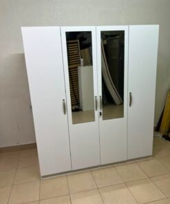 Modern White Dresser with Mirror & Gold Legs – Minimalist 3-Drawer Chest with Sleek Gold Handles for Bedroom & Vanity