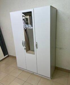 This is a white three-door wardrobe with a mirror in the middle, which looks similar to the "Kulltorp" model from Home Box. - Image 8