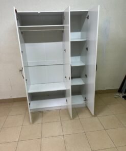 This is a white three-door wardrobe with a mirror in the middle, which looks similar to the "Kulltorp" model from Home Box. - Image 12