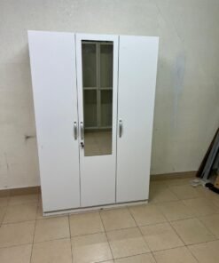 This is a white three-door wardrobe with a mirror in the middle, which looks similar to the "Kulltorp" model from Home Box. - Image 6