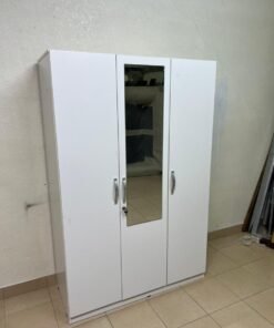 This is a white three-door wardrobe with a mirror in the middle, which looks similar to the "Kulltorp" model from Home Box. - Image 5
