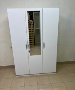 This is a white three-door wardrobe with a mirror in the middle, which looks similar to the "Kulltorp" model from Home Box. - Image 4