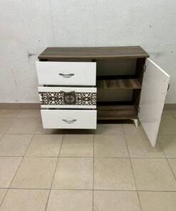This is a sideboard with a wooden and white design, decorated with geometric patterns in the Turkish style. - Image 4
