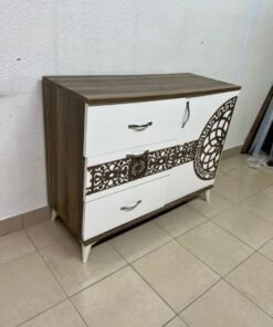 This is a sideboard with a wooden and white design, decorated with geometric patterns in the Turkish style. - Image 5