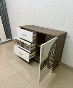 This is a sideboard with a wooden and white design, decorated with geometric patterns in the Turkish style. - Image 8