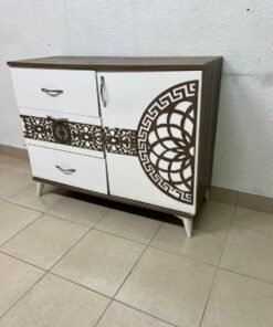 This is a sideboard with a wooden and white design, decorated with geometric patterns in the Turkish style. - Image 9