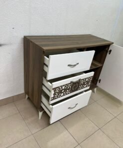 This is a sideboard with a wooden and white design, decorated with geometric patterns in the Turkish style. - Image 10
