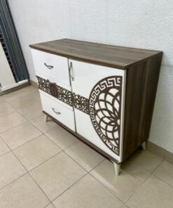 This is a sideboard with a wooden and white design, decorated with geometric patterns in the Turkish style. - Image 2