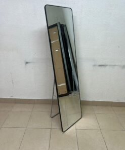 A tall, modern floor mirror featuring a slim black frame and elegant rounded corners. - Image 7