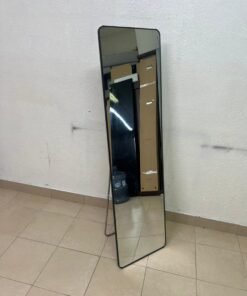 A tall, modern floor mirror featuring a slim black frame and elegant rounded corners. - Image 9