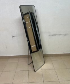 A tall, modern floor mirror featuring a slim black frame and elegant rounded corners. - Image 2