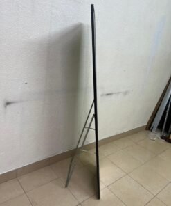 A tall, modern floor mirror featuring a slim black frame and elegant rounded corners. - Image 4