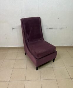 This is an armless side chair covered in warm purple velvet fabric with dark wooden legs. - Image 10