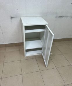 Modern White Single-Door Metal Cabinet / Storage Unit – Compact Lockable Cupboard with Adjustable Shelf & Silver Handle - Image 2