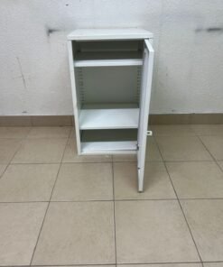 Modern White Single-Door Metal Cabinet / Storage Unit – Compact Lockable Cupboard with Adjustable Shelf & Silver Handle - Image 4