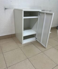 Modern White Single-Door Metal Cabinet / Storage Unit – Compact Lockable Cupboard with Adjustable Shelf & Silver Handle - Image 5