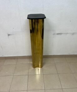 Modern Gold Pedestal Display Stand – Polished Hexagonal Column with Black Top for Sculptures, Plants & Home Decor - Image 2