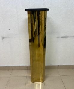 Modern Gold Pedestal Display Stand – Polished Hexagonal Column with Black Top for Sculptures, Plants & Home Decor - Image 5
