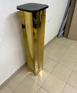 Modern Gold Pedestal Display Stand – Polished Hexagonal Column with Black Top for Sculptures, Plants & Home Decor - Image 8