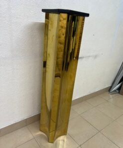 Modern Gold Pedestal Display Stand – Polished Hexagonal Column with Black Top for Sculptures, Plants & Home Decor - Image 9