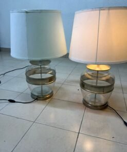 Set of 2 Modern Table Lamps – Clear Glass & Brass Base with Cream Fabric Drum Shade for Bedroom, Living Room & Office - Image 12