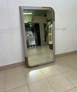 Modern Grey & Gold Framed Mirror – Contemporary Rounded Rectangular Mirror with Gold Corner Accents for Living Room & Bedroom - Image 3