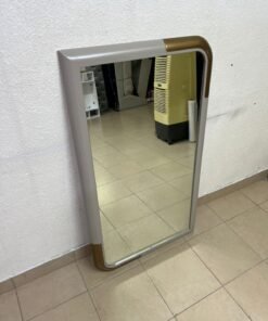 Modern Grey & Gold Framed Mirror – Contemporary Rounded Rectangular Mirror with Gold Corner Accents for Living Room & Bedroom - Image 4